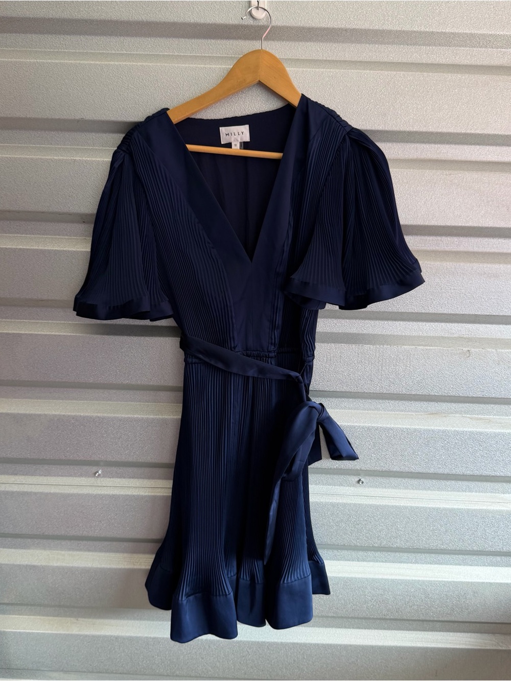 Milly Lumi v-neck Pleated Minidress